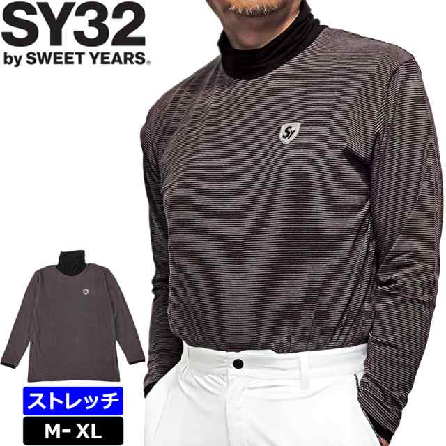 【SALE特価】SY32 GOLF メンズ ボーダー モックネック長袖シャツ BORDER HIGH NECK SYG-2135-B【新品】2WF2 エスワイサーティートゥ ゴルフ ハイネック ゴルフウェア メンズウェア の通販は