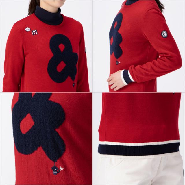 新品 アンパスィ ゴルフ セーター ニット トップス レッド 長袖