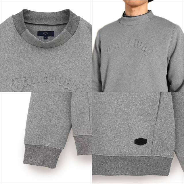 キャロウェイ　Callaway トレーナー　モックネックエンボスロゴ　グレー　L キャロウェイ Callaway トレーナー モックネックエンボスロゴ グレー L