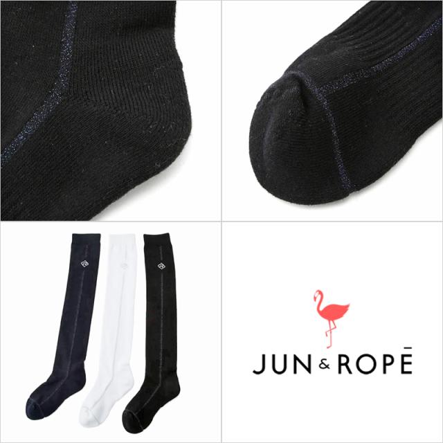 JUN＆ROPE レディース ニーハイソックス 抗菌防臭加工 ERR34000 ライン ロゴ 【メール便発送】【新品】TAAR ゴルフウェア 靴下 ジュン アンド ロペ ジュンロペ MAR2 ソックス