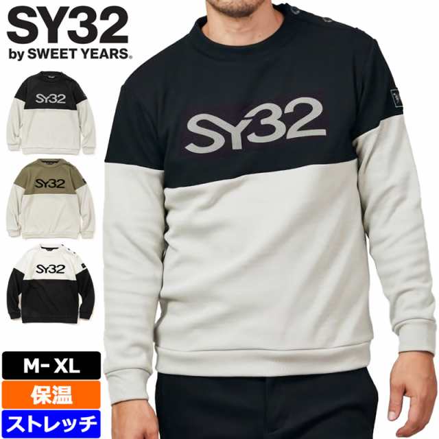 SY32 GOLF メンズ 裏起毛 クルーネック プルオーバー THERMAL FLOCKY SY PRINT SHIRTS SYG-23A01 【新品】3WF2 保温 エスワイサーティー