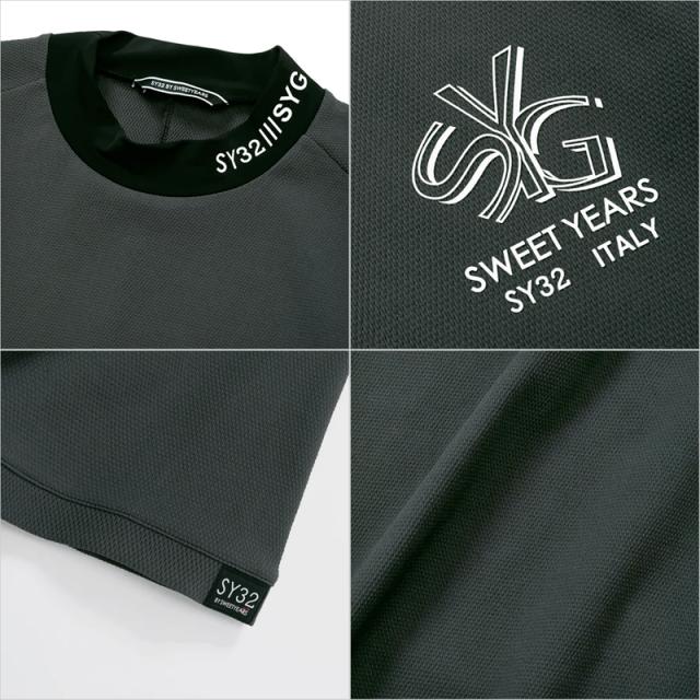 SY32 GOLF 2024 メンズ 吸汗速乾 モックネック 半袖シャツ SYG