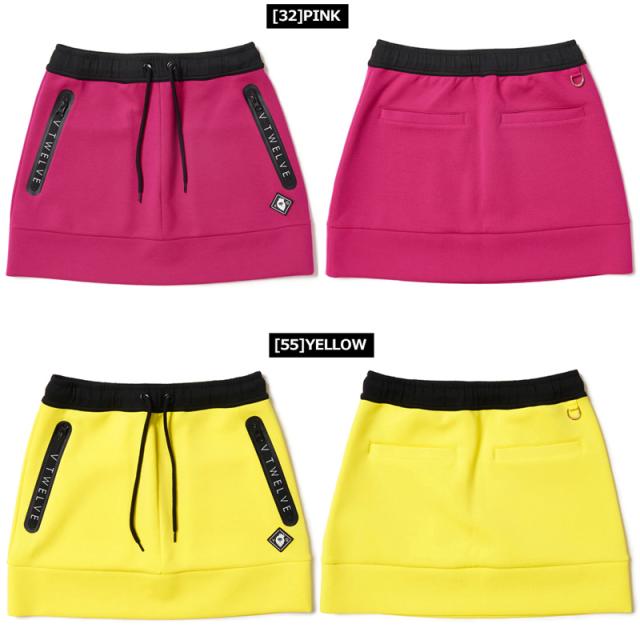 V12 ゴルフ スカート ストレッチ ダンボールニット LOGO ZIP SKIRT
