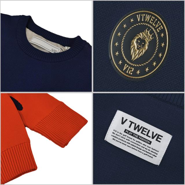 V12 ゴルフ レディース 長袖 クルーネック ニット 防風 保温 MELT KNIT