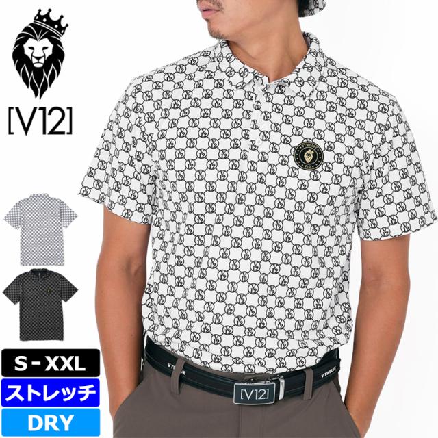 V12 ゴルフ メンズ 半袖 ポロシャツ MONOGRAM POLO V122410-PL14 ヴィ・トゥエルヴ 【新品】TAAR ゴルフウェア 半そで おしゃれ モノグラム ポロ GOLF MAR2