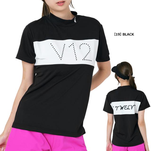 【新品】ヴィトゥエルヴ　レディース　モックネック　黒　Sサイズ V12 ゴルフ レディース インナーモックネック接触冷感 LOGO