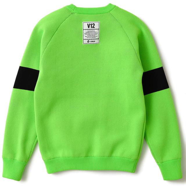 V12 ゴルフ レディース クルーネック セーター 防風裏地付 ERROR VET KNIT V122220-KN01 ヴィ・トゥエルヴ 2WF2 ゴルフウェア ロゴ LOGO V12 GOLF NOV2 V12 裏地付きニット サイズL V12 ゴルフ レディース クルーネック