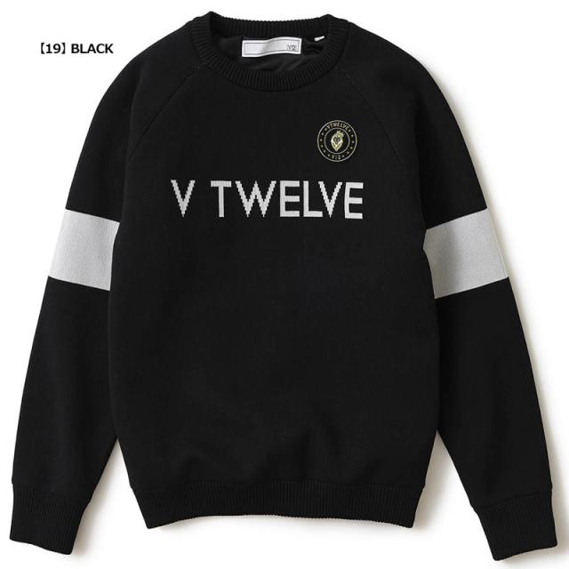 V12 ゴルフ レディース クルーネック セーター 防風裏地付 ERROR VET KNIT V122220-KN01 ヴィ・トゥエルヴ 2WF2 ゴルフウェア ロゴ LOGO V12 GOLF NOV2 V12 裏地付きニット サイズL V12 ゴルフ レディース クルーネック