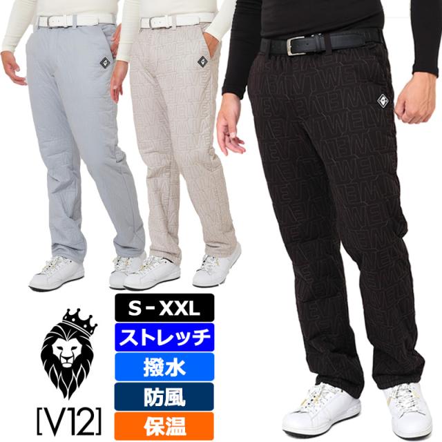 V12 ゴルフ × ZEROFIT コラボ メンズ ロングパンツ ストレッチ 撥水 防風 保温 ZF WARM PANTS V122421-PN14 ヴィ・トゥエルヴ 【新品】TCBR ゼロフィット HEAT RUB ヒートラブ ロンパン ゴルフウェア V12 GOLF