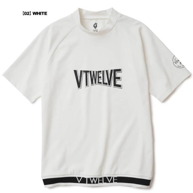 V12 ヴィトゥエルヴ 半袖 モックネック シャツ 白 ゴルフ 夏 2024SS