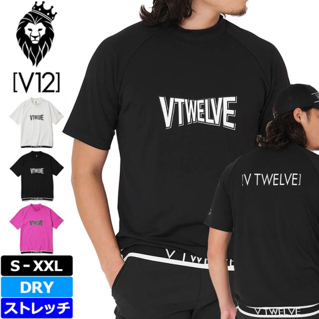 【未使用・タグ付】V12　ヴィトゥエルヴ　半袖　モックネック　ゴルフウェア　L 未使用・タグ付】V12 ヴィトゥエルヴ 半袖 モックネック ゴルフ