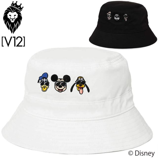 V12 ゴルフ × ディズニーコラボ 2025 バケットハット 刺繍 FACE HAT
