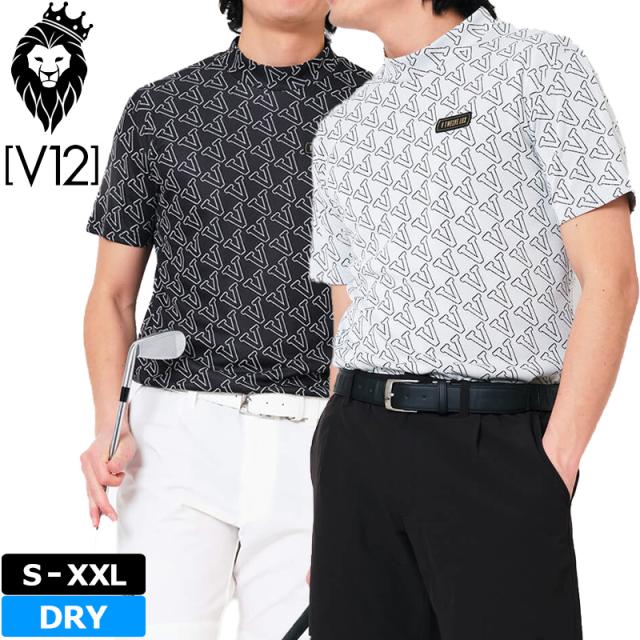 V12 ゴルフ メンズ モックネック 半袖 シャツ LX MV MOCK VLX2410-MK01 ヴィ・トゥエルヴ 【新品】TAAR ゴルフウェア 半そで おしゃれ ジャカード モックシャツ V12 GOLF