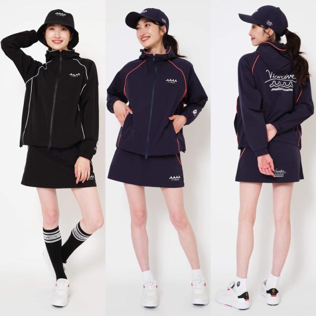 V12 ゴルフ × muta MARINE コラボ レディース ジャケット 撥水 防風 ストレッチ MU12 JKT V122521-JK16 ヴィ・トゥエルヴ 【新品】UCBR 長袖 フルジップ フード付き レディス ゴルフウェア V12 GOLF_2