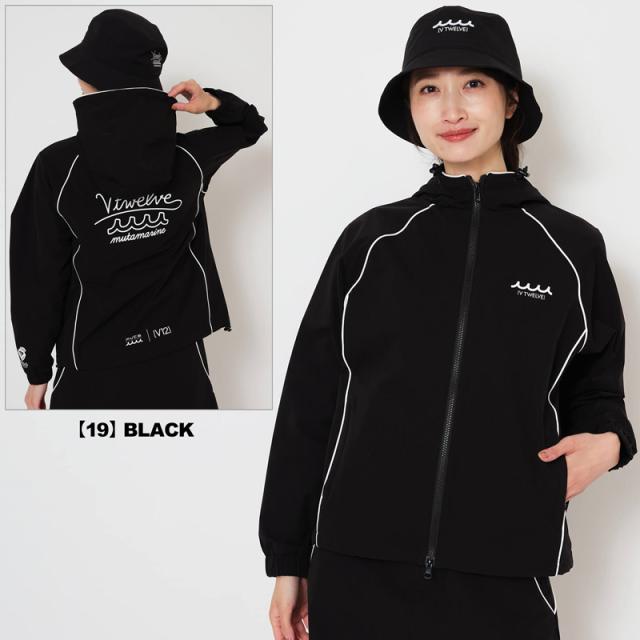 V12 ゴルフ × muta MARINE コラボ レディース ジャケット 撥水 防風 ストレッチ MU12 JKT V122521-JK16 ヴィ・トゥエルヴ 【新品】UCBR 長袖 フルジップ フード付き レディス ゴルフウェア V12 GOLF_3