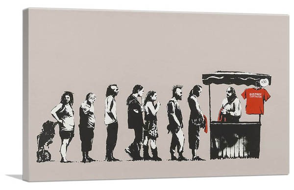 バンクシー「デストロイ キャピタリズム/Destroy Capitalism」キャンバスジークレバンクシー作品 アートパネル 壁掛けアート インテリア  海外直送品