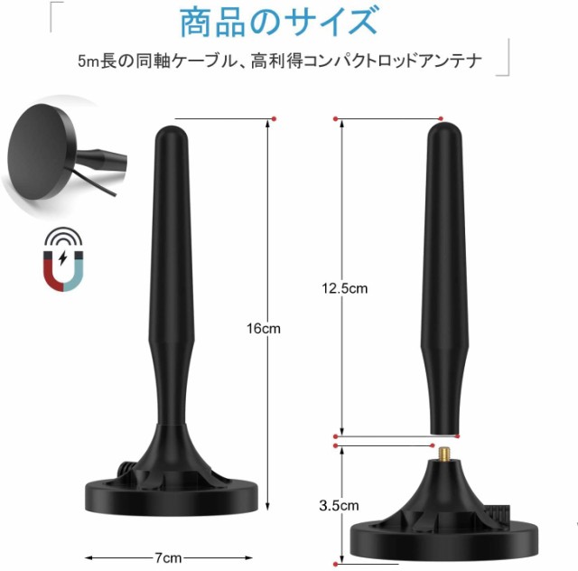 地デジ 室内アンテナ HDTV テレビアンテナ 120KM受信範囲 高感度 UHF ...