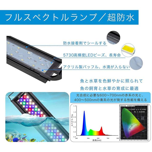 水槽ライト アクアリウムライト クリアLED 熱帯魚ライト 水槽用