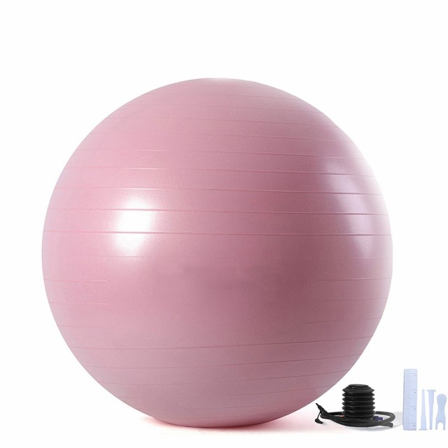 バランスボール 55cm フィットネスボール ピラティスボール ヨガ 椅子 厚い 滑り止め ピンク
