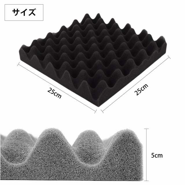 吸音材 防音シート 壁 波型 25*25*5cm 48枚 防音材 壁 吸音シート 緩衝