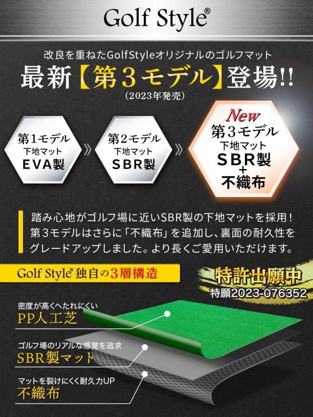 ゴルフマット 100×170cm 業務用 穴なし 大型 ゴルフ 練習 マット ドライバー 素振り スイング パター 練習器具 室内 屋外 人工芝 SBR 単品_3