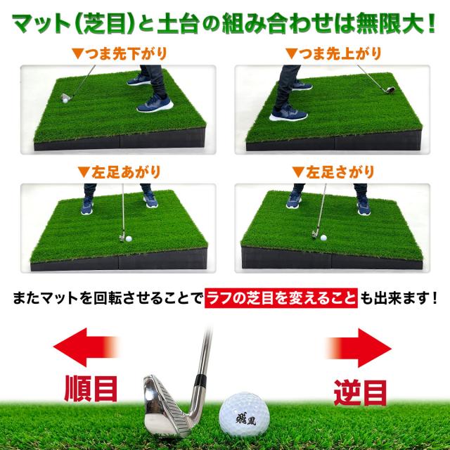 傾斜 ゴルフマット 100×100cm 20mm PGAプロと共同開発 特許取得 ゴルフ 練習 マット 大型 斜面 アプローチ ショット 練習用 屋外用 人工芝 ラフ芝 ゴルフボール 専用バッグ付き_7