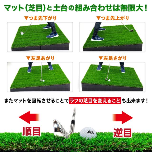 傾斜 ゴルフマット 100×100cm 45mm PGAプロと共同開発 特許取得 ゴルフ 練習 マット 大型 斜面 アプローチ ショット 練習用 屋外用 人工芝 ラフ芝 ゴルフボール 専用バッグ付き_7