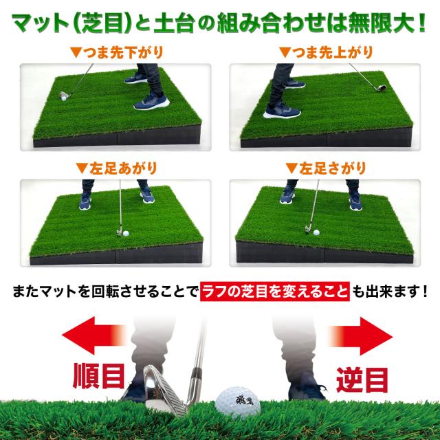 傾斜 ゴルフマット 120×120cm 45mm PGAプロと共同開発 特許取得 ゴルフ 練習 マット 大型 斜面 アプローチ ショット 練習用 屋外用 人工芝 ラフ芝 ゴルフボール 専用バッグ付き_7