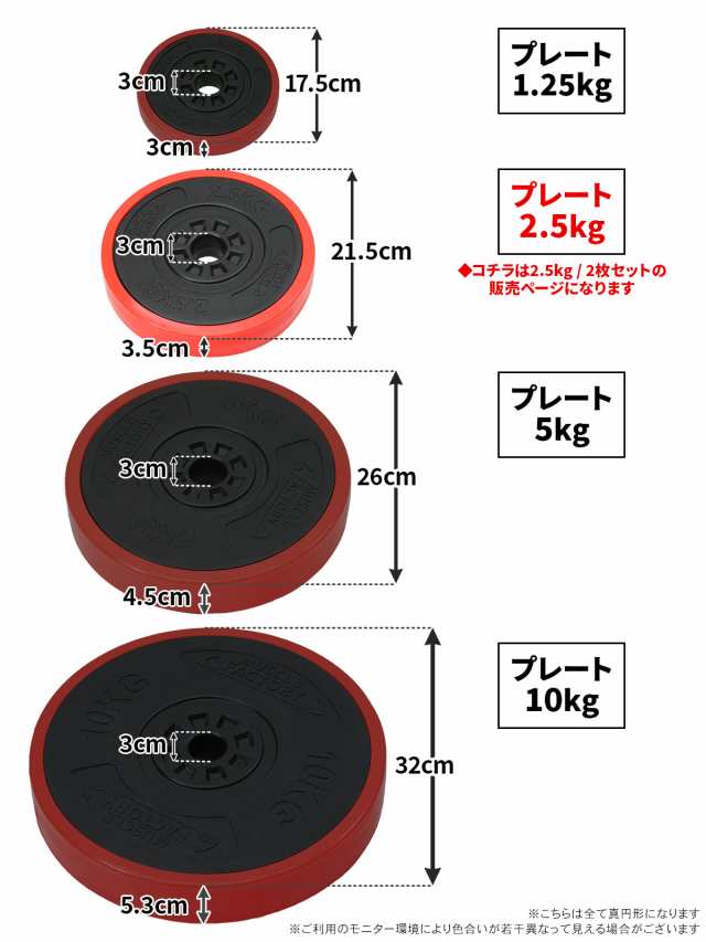 バーベル プレート 2.5kg 2個セット 重り 筋トレ ウエイト トレーニング ジム 器具 ベンチプレス フィットネス｜au PAY マーケット