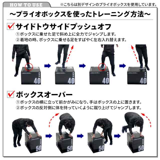 プライオボックス 40×50×60cm昇降台跳び箱ジャンプ台ステップ台3in1