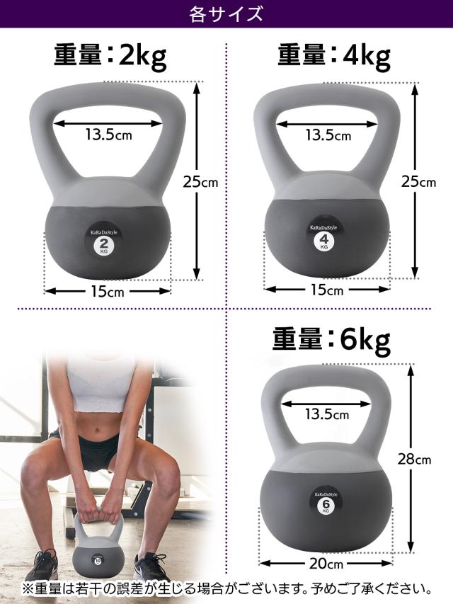 ケトルベル ソフトタイプ 2kg 4kg 6kg 8kg 10kg 12kg 6種セット ワイドハンドル 握りやすいグリップ トレーニング ソフトケトルベル 器具 ウエイト 体幹 持久力 筋肉 筋トレ エクササイズ ソフト 防傷 PVC_12