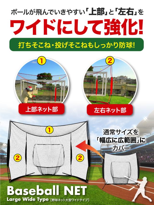 野球ネット 大型ワイド 3.8×2.4M バッティング 練習 ネット