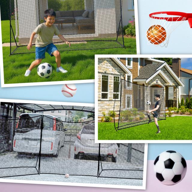 バックネット 防球ネット 大型 3.1×3.75M 野球 バスケ ソフトボール サッカー テニス 練習用 駐車場 公園 持ち運び 簡単設置 折りたたみ 連結可能 自立型 屋外 収納袋付き 高さ3m