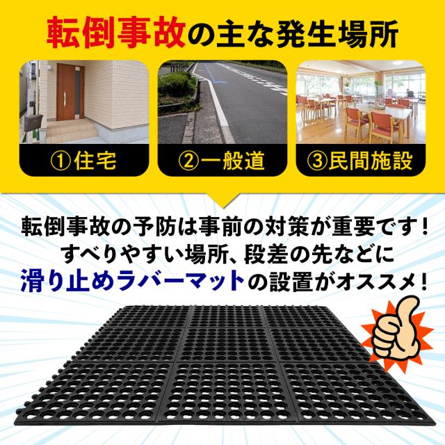 滑り止めマット 屋外 90×90cm 6枚セット 連結可能 すべり止め ラバーマット ゴム マット 介護 施設 玄関マット 歩行 雪道 ゴルフ場 病院 学校 店舗 通路 廊下 ベランダ プール スロープ 階段