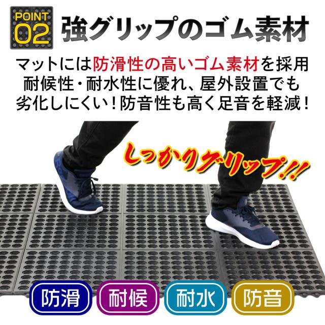 滑り止めマット 屋外 90×90cm 6枚セット 連結可能 すべり止め ラバーマット ゴム マット 介護 施設 玄関マット 歩行 雪道 ゴルフ場 病院 学校 店舗 通路 廊下 ベランダ プール スロープ 階段
