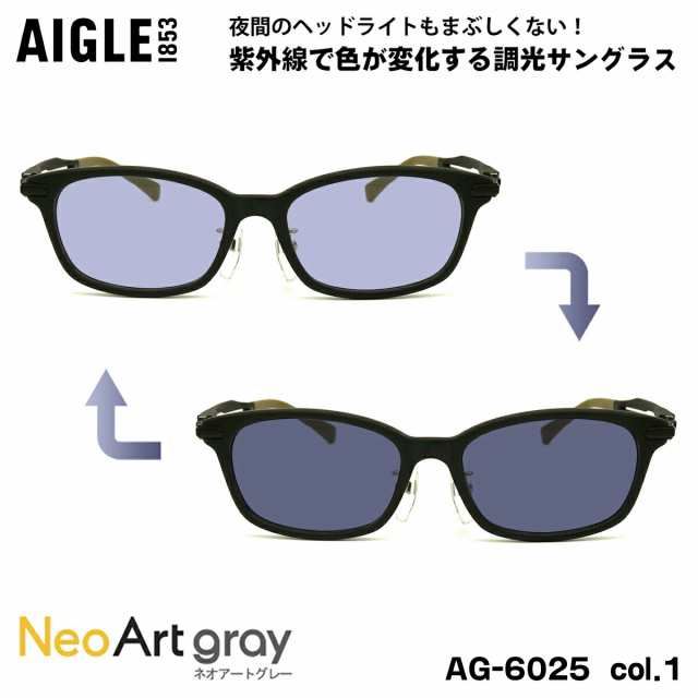 エーグル 調光 サングラス ネオアート AG-6025 col.1 53m AIGLE UVカット 紫外線カット