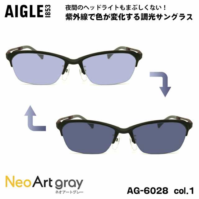 エーグル 調光 サングラス ネオアート AG-6028 col.1 55m AIGLE UVカット 紫外線カット