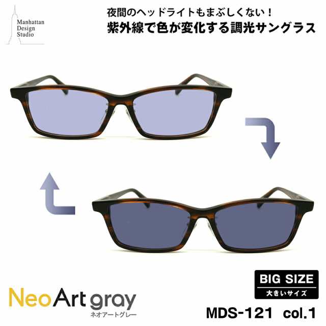 大きいサイズ 調光 サングラス ネオアート MDS-121 col.1 61mm マンハッタンデザインスタジオ BIGサイズ 鯖江 日本製 UVカット