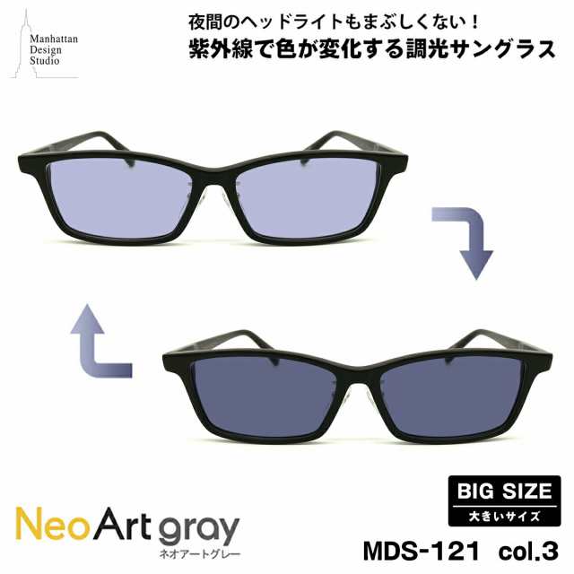 大きいサイズ 調光 サングラス ネオアート MDS-121 col.3 61mm マンハッタンデザインスタジオ BIGサイズ 鯖江 日本製 UVカット