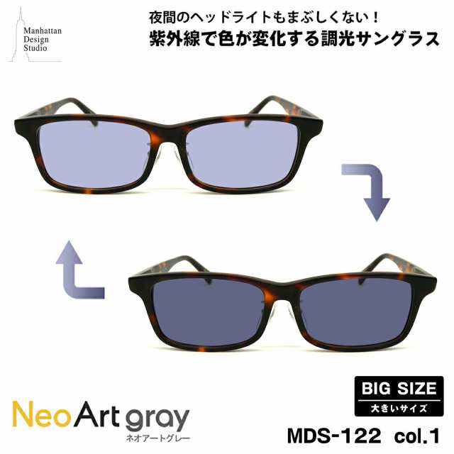 大きいサイズ 調光 サングラス ネオアート MDS-122 col.1 60mm マンハッタンデザインスタジオ BIGサイズ 鯖江 日本製 UVカット