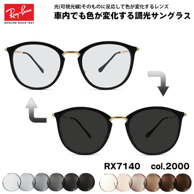 新品正規品 レイバン RB7140 2000調光【クリア⇔ブラウン】RX7140 Ray-Ban（レイバン） 調光レンズセットレイバン 調光サングラス 度付き