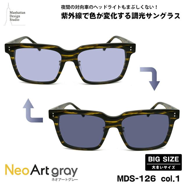 大きいサイズ 調光 サングラス ネオアート MDS-126 col.1 59mm マンハッタンデザインスタジオ BIGサイズ 鯖江 日本製 UVカットの通販はファッションサングラス