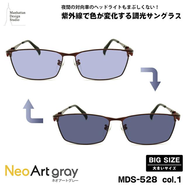 大きいサイズ 調光 サングラス ネオアート MDS-528 col.1 60mm マンハッタンデザインスタジオ UVカット 大きい顔
