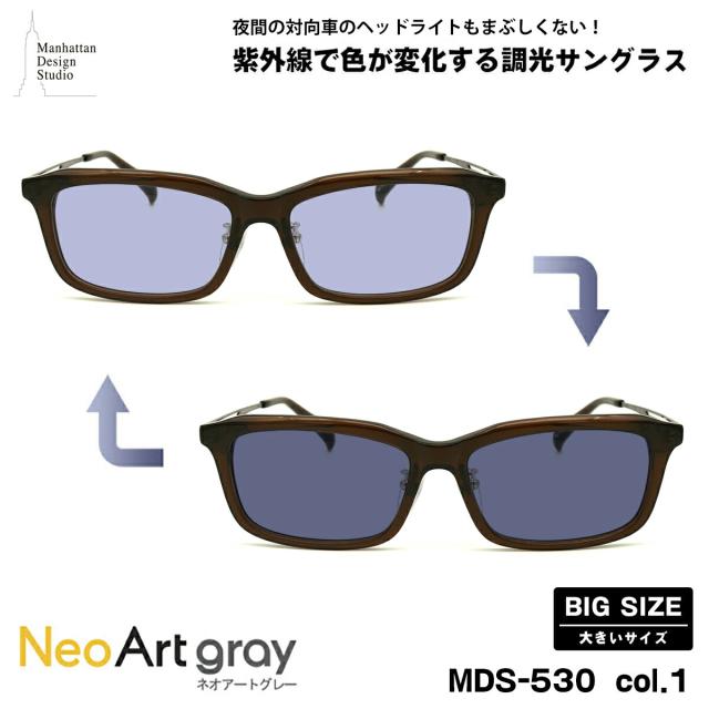大きいサイズ 調光 サングラス ネオアート MDS-530 col.1 59mm マンハッタンデザインスタジオ UVカット 大きい顔の通販は