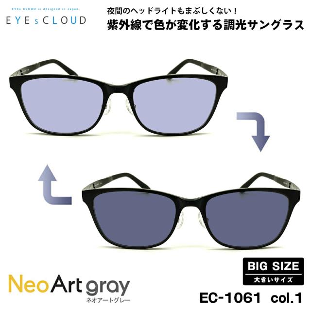 大きいサイズ 調光 サングラス ネオアート EC-1061 col.1 57mm EYEs CLOUD アイクラウド BIGサイズ UVカット メンズ レディース