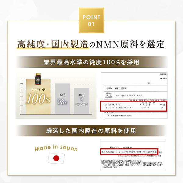 【成分量分析済】 NMN サプリ 22050mg 単品 1ヶ月分 レバンテ 国内製造 純度100% 耐酸性カプセル 酵母発酵 レスベラトロール  還元型コエ｜au PAY マーケット