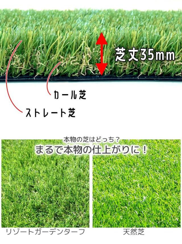 人工芝 ロール 1m×5m 芝丈35mm 超高密度 リアル 高級 ハイエンド DIY 庭 ベランダ テラス 水はけ リゾートガーデンターフ_5