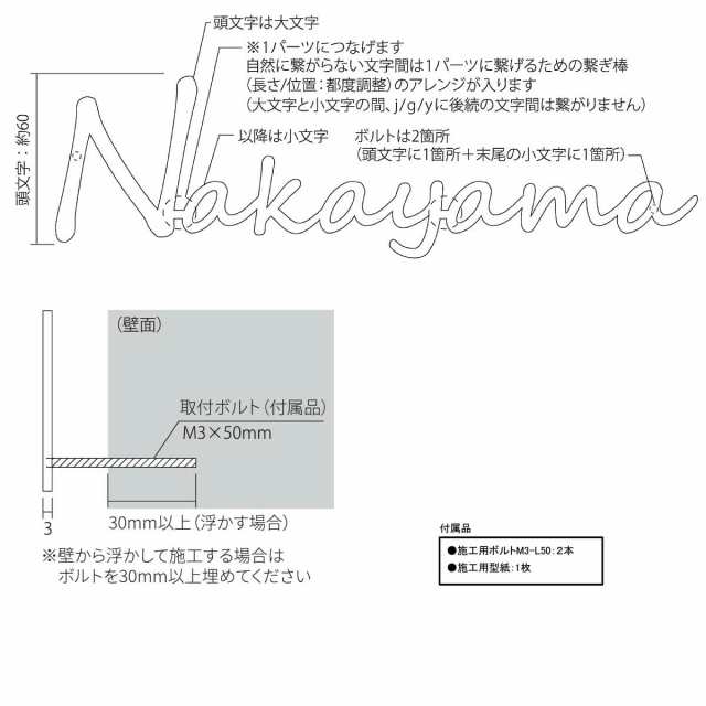 表札 戸建 おしゃれ エイジング加工 切文字 手作り 手書き風 英語