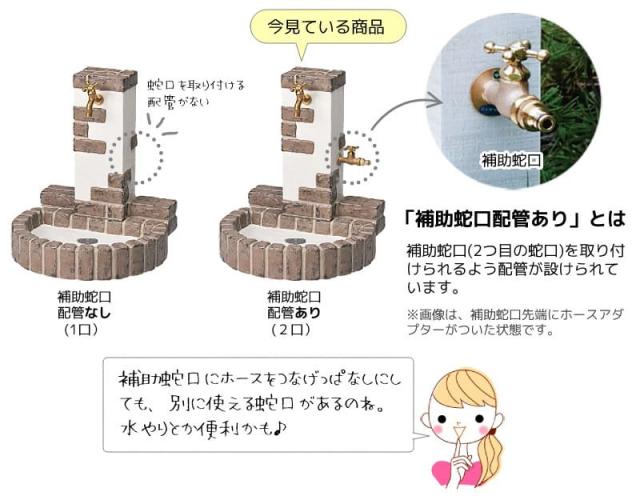 水栓 水栓柱 立水栓 庭 ユニット レトロブリックタイプ 補助蛇口配管 【蛇口別売り】送料無料_2
