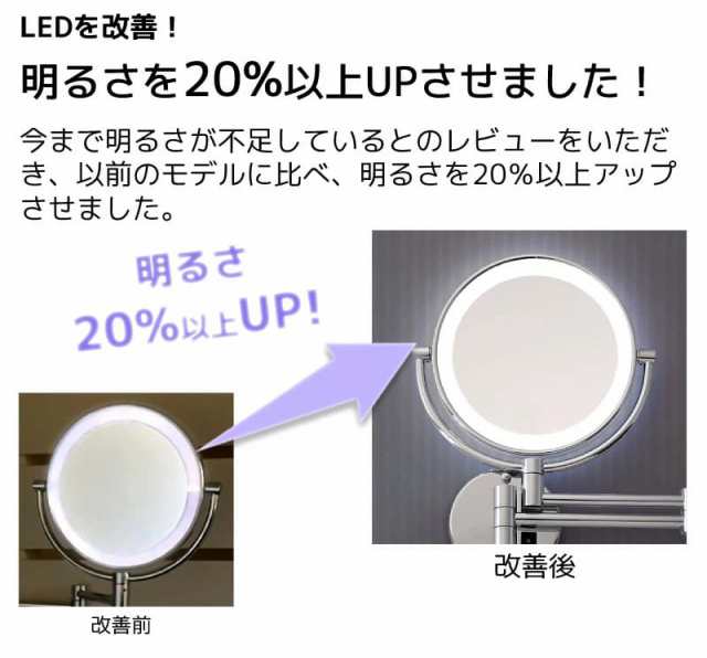 プレゼント 鏡 折りたたみ おしゃれ LEDライト付き ホテルミラー 拡大鏡付きミラー 今だけ価格｜au PAY マーケット